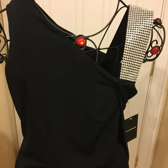 Black Party Dress with Rhinestones - Picture 2 of 3